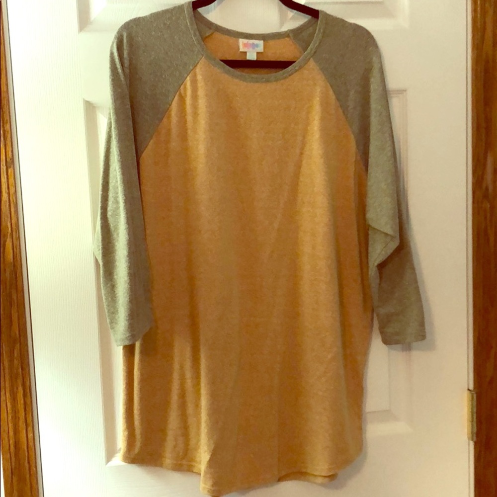 LuLaRoe Heather Yellow & Grey/Heather Green Randy